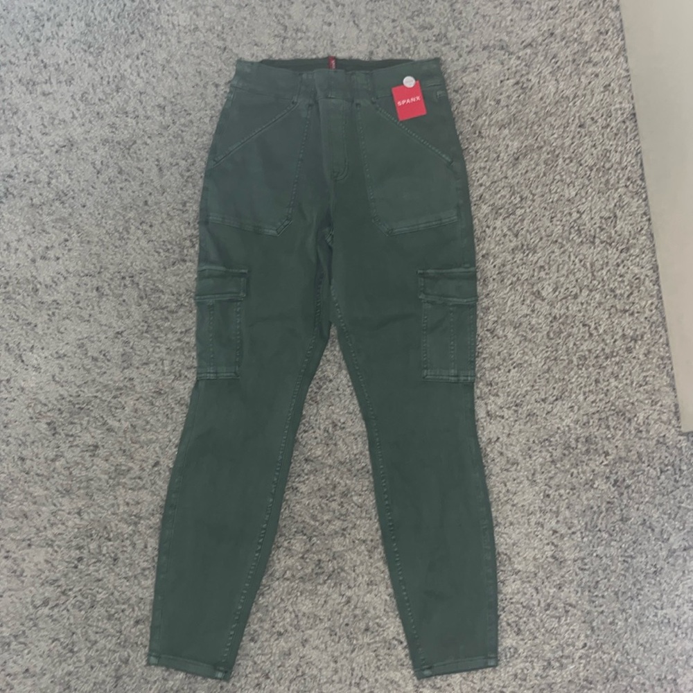 Spanx Twill Cargo Pants Olive NWT